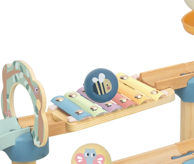 Holz-Kugelbahn mit Xylophon Tooky Toy 44 Stk.