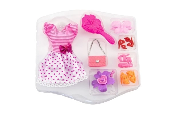 Jurken/kleding voor poppen met accessoires 3 soorten op kaart 24x24x3cm