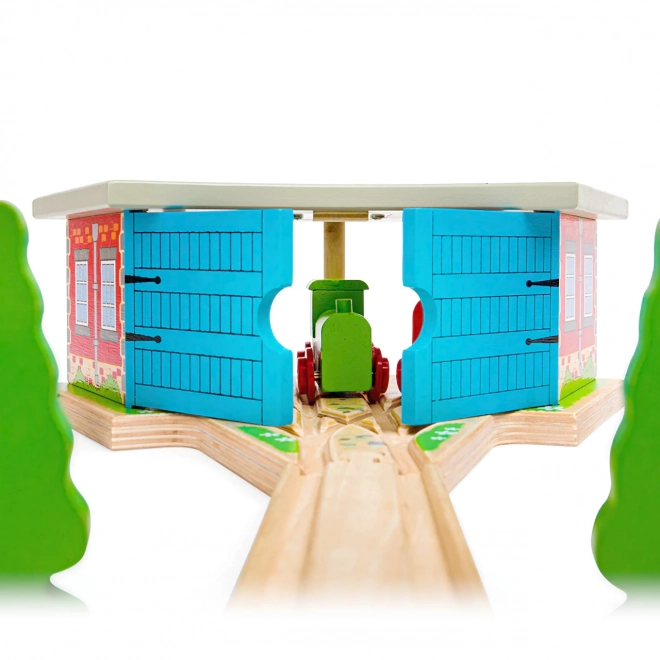 Bigjigs Rail Drievoudig Depot met Deuren