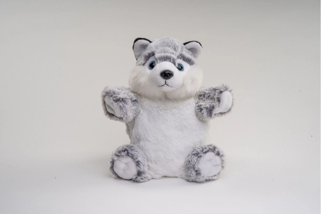 Chien Husky en peluche marionnette 25 cm