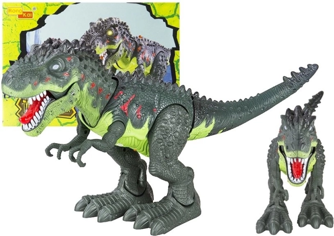 Walking T-Rex Dinosaur Toy with Lights and Sounds – Green