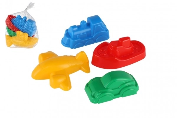 Vormpjes Tulbandjes voor zand 4st plastic vervoersmiddelen in netje 12m+