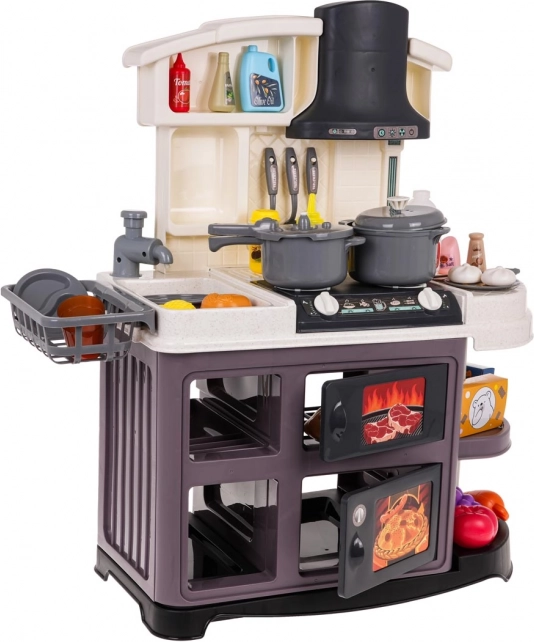 Cuisine interactive pour enfants avec eau et sons, 52 pièces – Gris