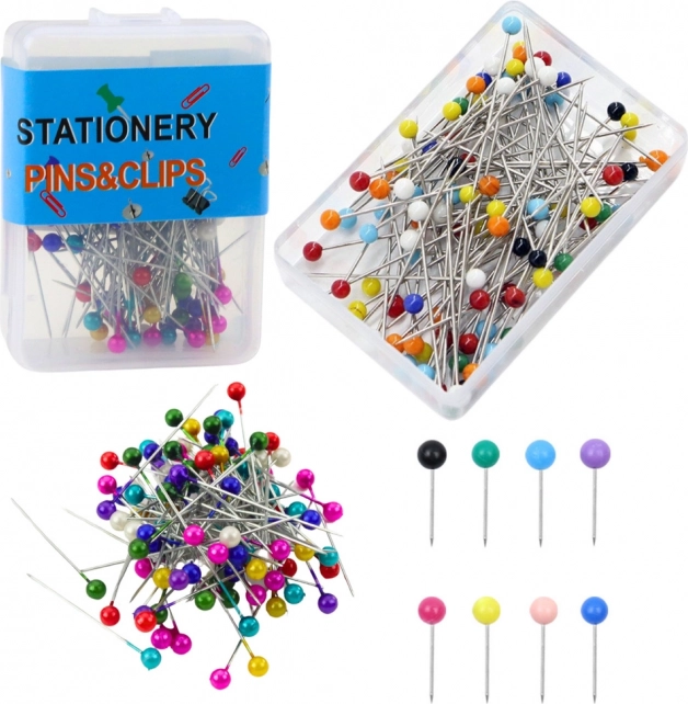Set of Pins with Colorful Head - 100 pcs
