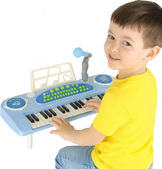 Interactief kindertoetsenbord met microfoon - blauw