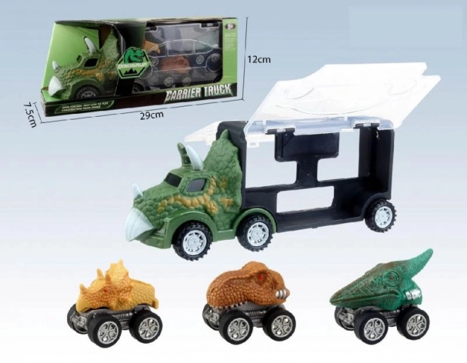 Dinosaurus vrachtwagen met 3 autootjes