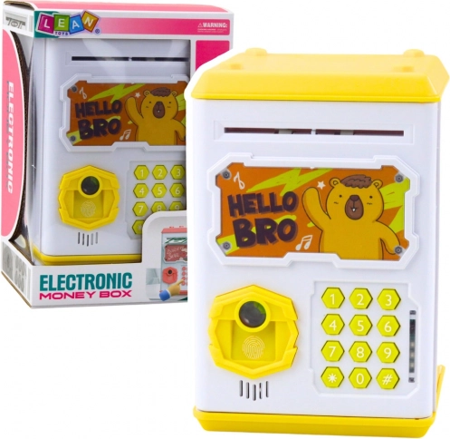 Coffre-fort électronique pour enfants jaune avec capybara