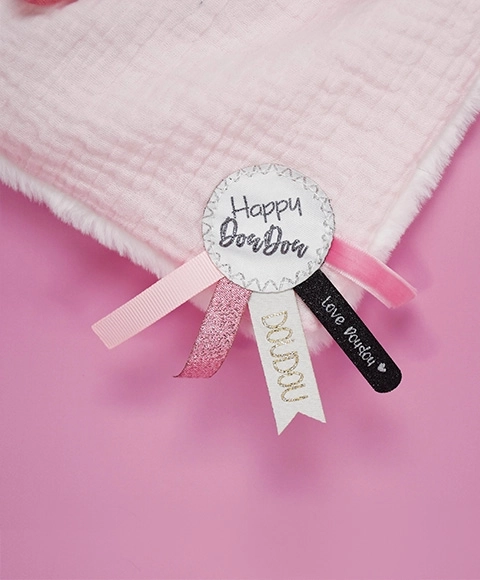 Doudou cadeau set roze - konijntje met vierkante deken