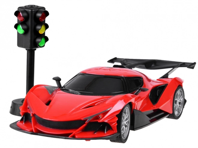 Raceauto met afstandsbediening en accessoires – Rood