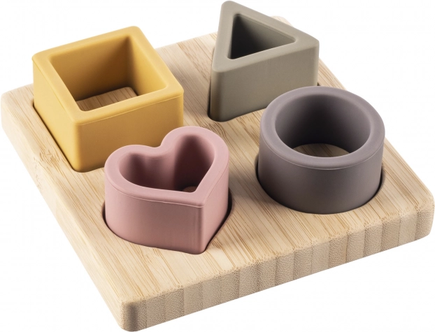 Puzzle en silicone et bambou, multicolore