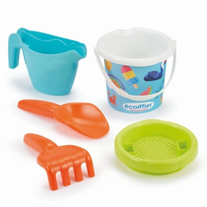 Bucket with summer motif and watering can