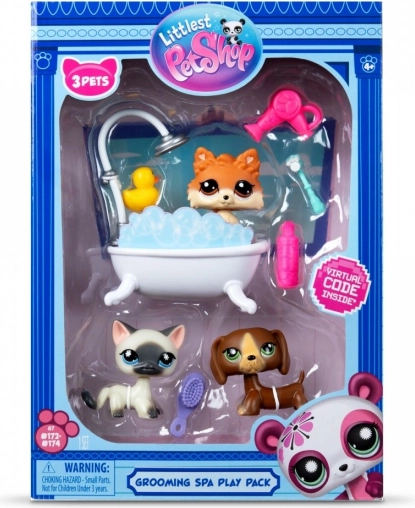Ensemble de bain Littlest Pet Shop avec 3 animaux