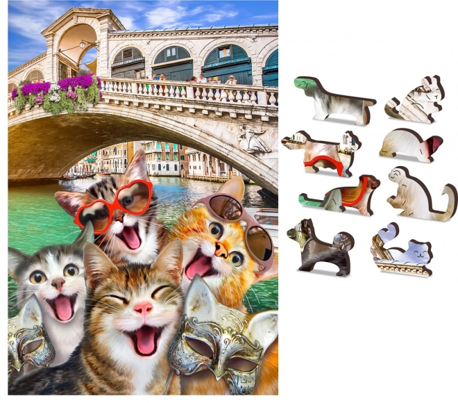 Houten puzzel Katjes in Venetië 2-in-1