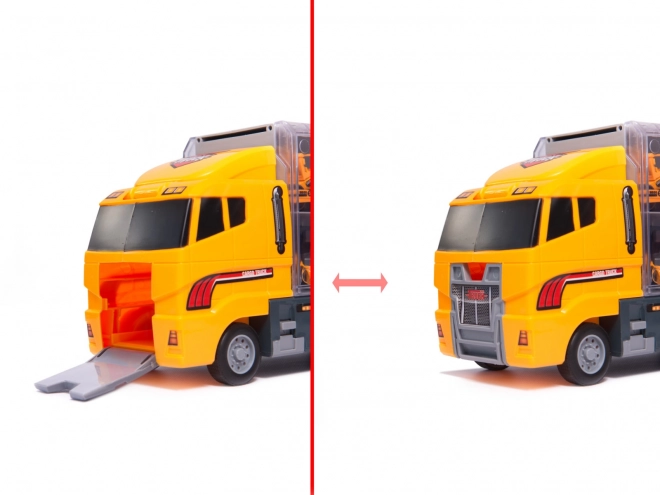 Camion avec petits véhicules de construction