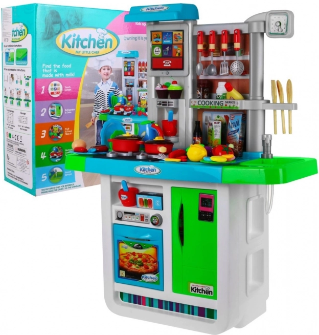 Interactive Kids’ Kitchen 3+ with Water Faucet, Lights and Sounds – Blue