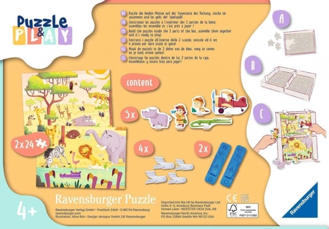 RAVENSBURGER Puzzel&Speel: Safari 2x24 stuks