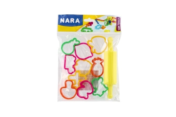 Vormpjes/Stempels NARA voor klei met roller plastic 11 stuks in zakje 15x19cm