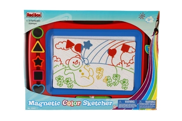 Rode magnetische tekentafel met stempels
