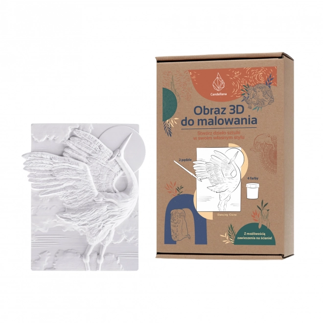CANDELLANA Plaster colouring book 3D painting set of paints and brushes – Crane