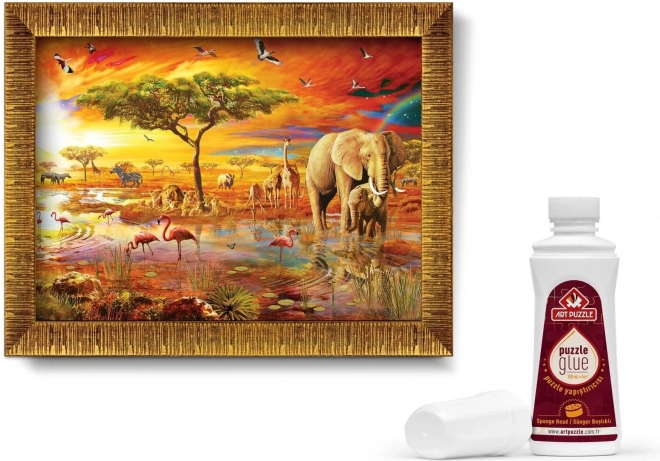 ART PUZZLE Puzzle with frame and glue 3in1 1000 pieces – Kings of the Savannah