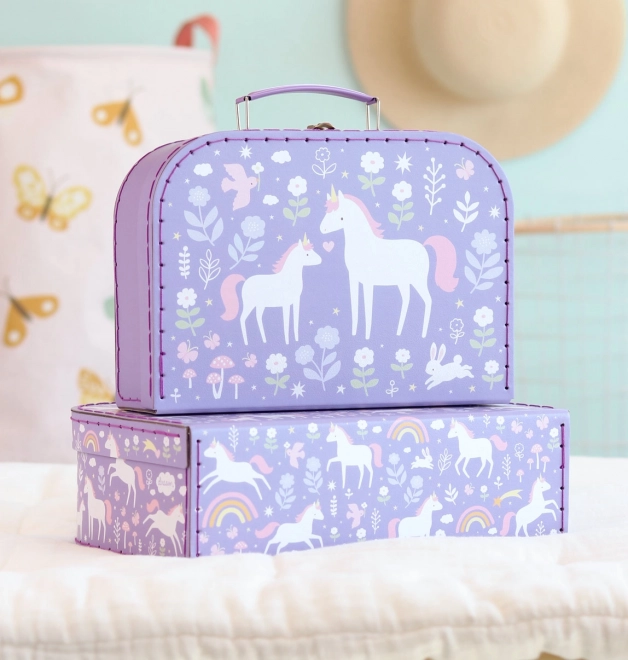 A Little Lovely Company Set aus zwei Pappschachteln – Einhörner und Regenbögen