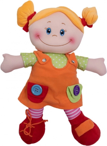 Fabric doll in orange dress