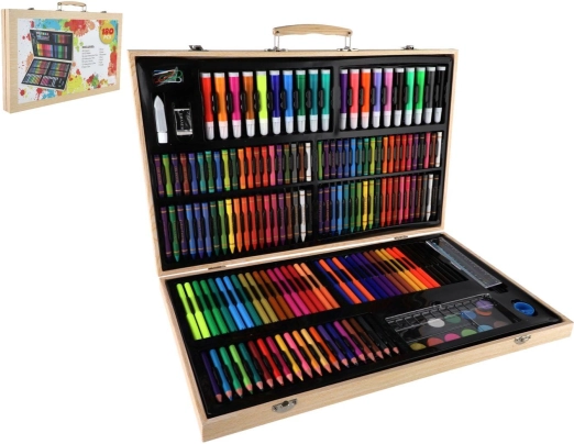Set de peinture créatif - 180 pièces dans une mallette en bois