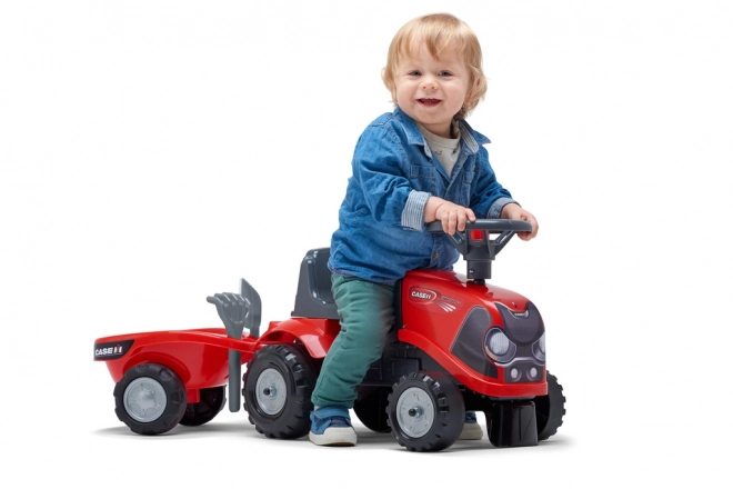 Rijtractor Baby Case IH rood met aanhanger