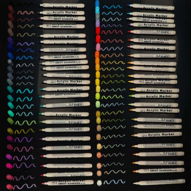 Waterdichte acrylverf markers voor stoffen en stenen, set van 48 stuks