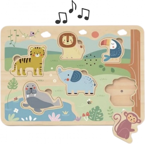 Tooky Toy Puzzle interactif en bois Animaux