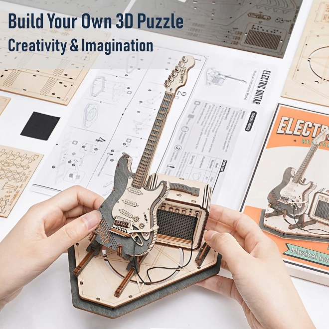 Wooden 3D Puzzle Electric Guitar