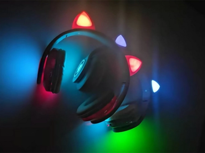 Draadloze bluetooth-hoofdtelefoon FM-radio mp3 kattenoren LED-verlichting