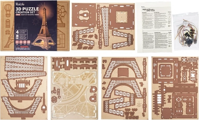 RoboTime 3D Houten puzzel Rolife Nacht van de verlichte Eiffeltoren