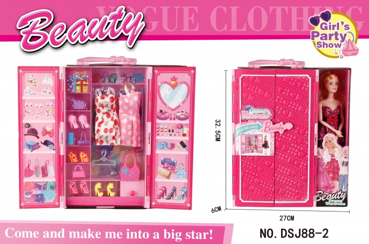 Doll with wardrobe and accessories for kids 3+