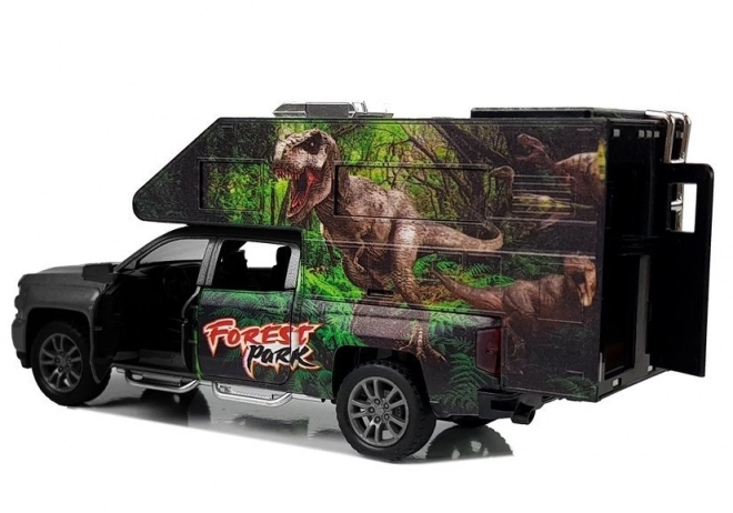 Schwarzes Wohnmobil mit Dinosauriern 1:32