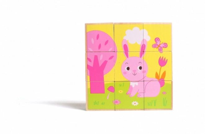 Blocs en Bois Animaux Sauvages Colorés