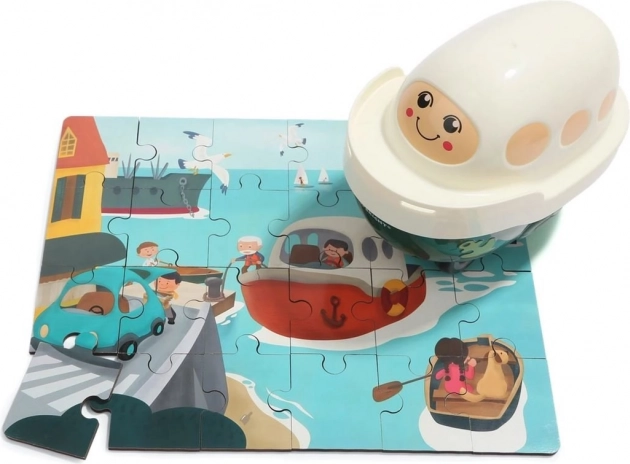 Top Bright wooden puzzle with toy boat, 24 pieces