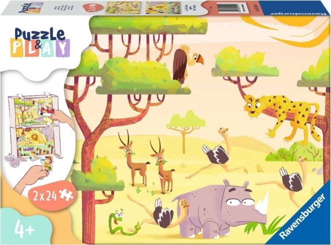 RAVENSBURGER Puzzel&Speel: Safari 2x24 stuks