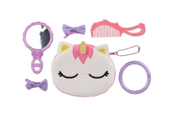 Meisjes eenhoorn suède portemonnee met haaraccessoires