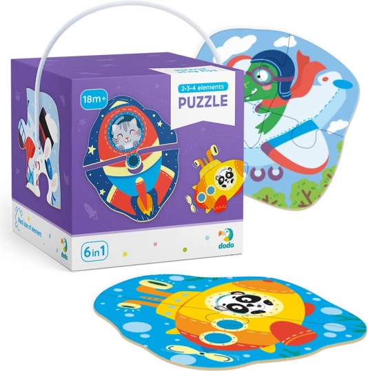 Puzzel 2–4 stukjes Transport – contourpuzzel voor kinderen DODO