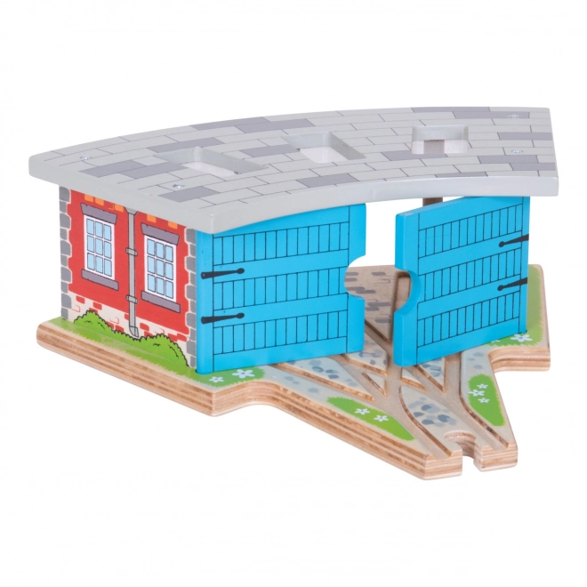 Bigjigs Rail Drievoudig Depot met Deuren