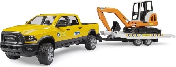 Bruder off-road service RAM truck with mini excavator and trailer 1:16