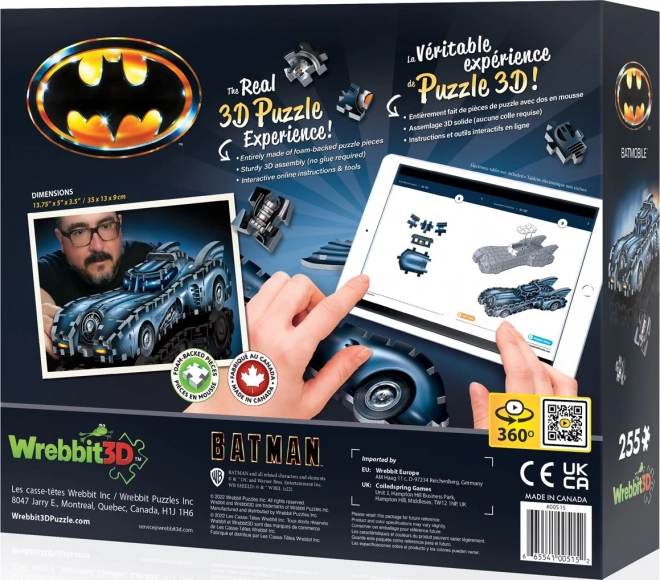 Wrebbit 3D Puzzle Batman: Batmobile 255 pieces