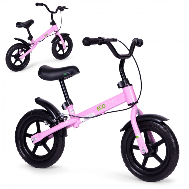 Ecotoys Vélo d'équilibre enfant avec frein roues EVA rose