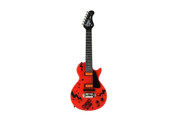 Elektrische Gitaar ROCK STAR plastic 58cm op batterijen met geluid, licht in doos 24x62x5,5cm