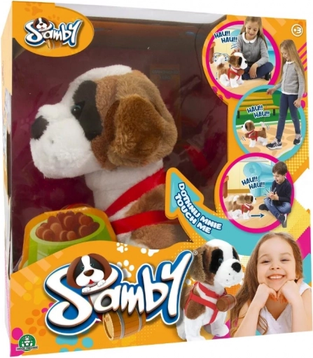 Interactieve Sint-Bernard Samby – lopende pluchen hond aan de lijn