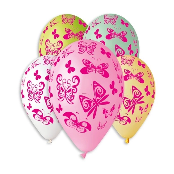 Opblaasbare ballonnen Vlindertjes 5 stuks