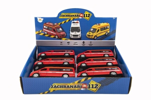 Fire truck metal/plastic 15 cm with light and sound, pull-back
