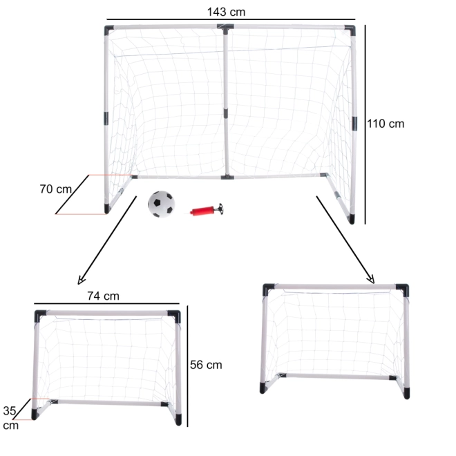 Voetbaldoel 2-in-1 voor kinderen 143x110x70 cm