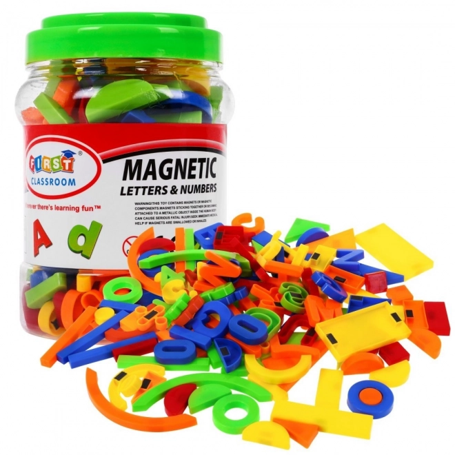 Set gekleurde magneten Nummers, Letters en Vormen - 128 stukken